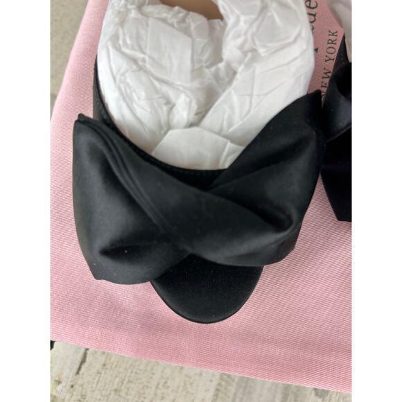Kate Spade Women’s 6.5 Black Satin Bridal Bow Platform Sandal Pumps NEW - Picture 4 of 11